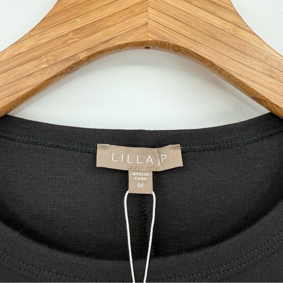 Lilla P Elbow Sleeve T-Shirt Black Dress Size M - Picture 3 of 8